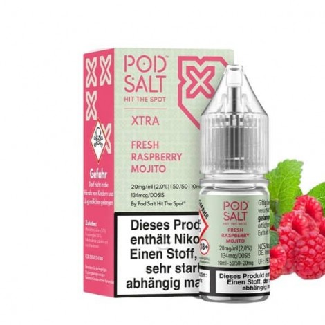 Pod Salt Xtra Nikotinsalz Liquid – Fresh Raspberry Mojito