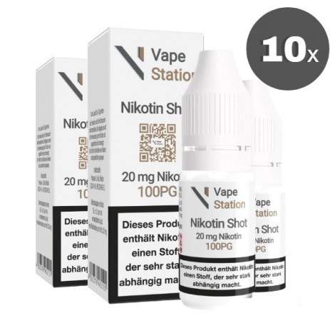 10er-Packung Vape Station Nikotin Shot 100PG 20mg