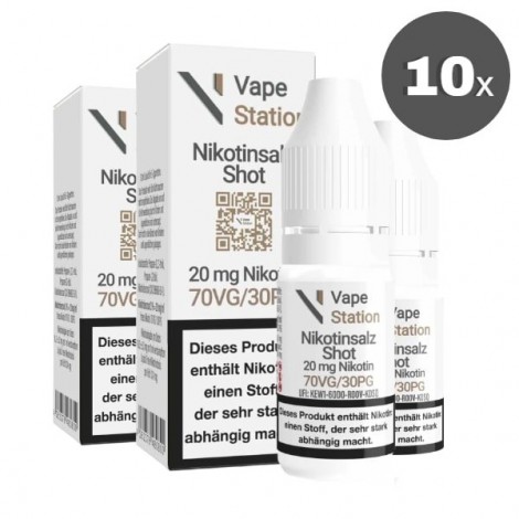 10er-Packung Vape Station Nikotinsalz Shot 70VG/30PG 20mg